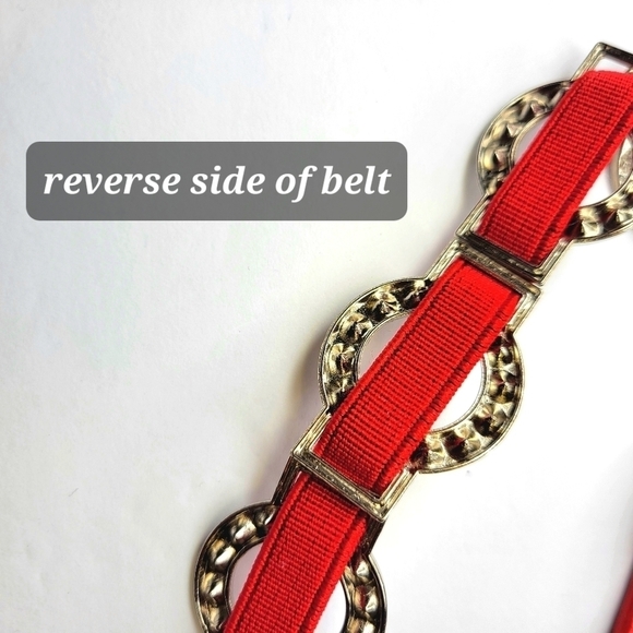 WOMENS Red Stretch Belt Bling Crystals Buckle Elasticized Band Belt - Picture 11 of 16